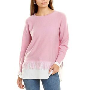 Tyler Boe Cashmere Fringe Layered Sweater Pink size XS‎